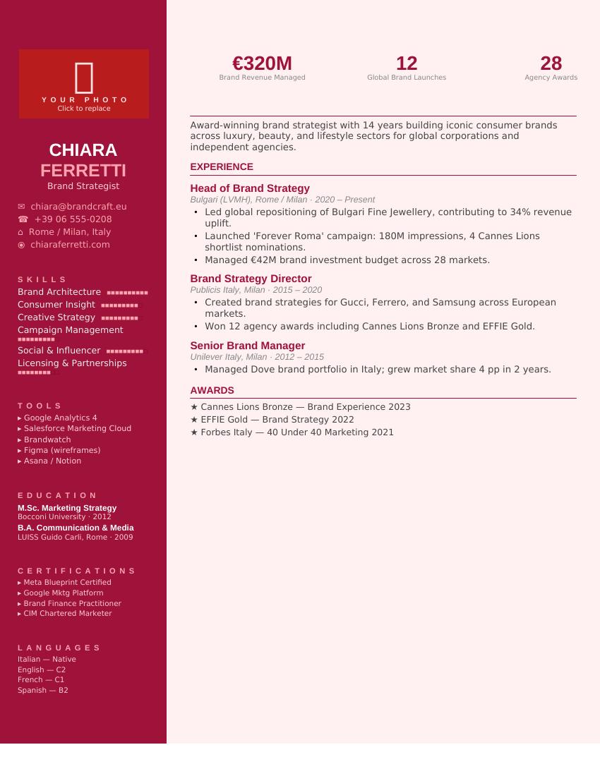 Rose Blush Brand CV template preview