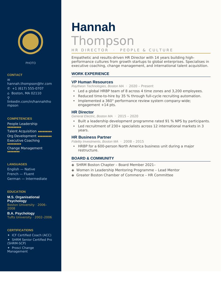Midnight Blue CV template preview