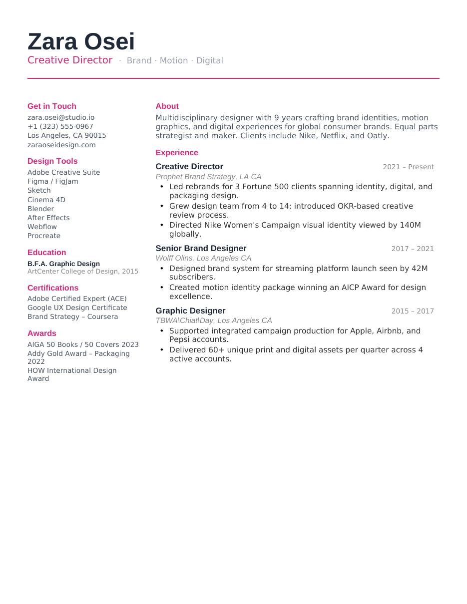 Designer Resume CV template preview