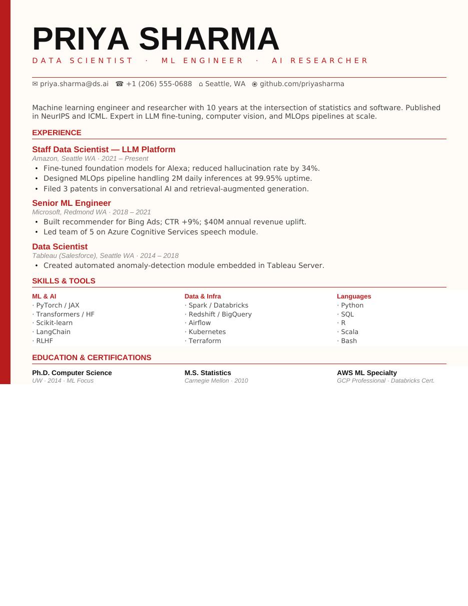 Thin Rule Column CV template preview